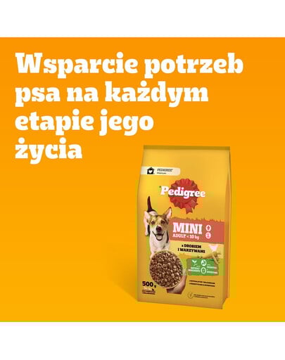 PEDIGREE Adult MINI 12x500 g s kuracím mäsom a zeleninou suché kompletné krmivo pre dospelé psy malých plemien