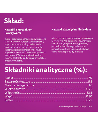 WHISKAS Adult Krémové variácie v omáčke 48x85g s kuracím mäsom a zeleninou, jahňacím a morčacím mäsom