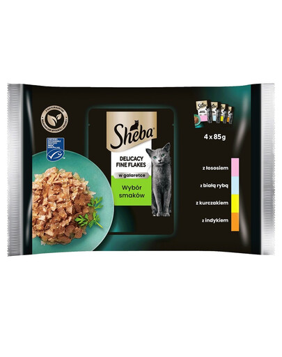 SHEBA  jemné vločky v želé pre mačky 4 x 85 g