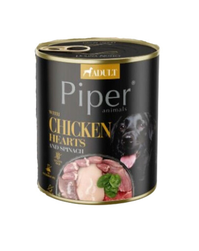 PIPER Mokré krmivo s kuracími srdcami a špenátom pre psov 800 g