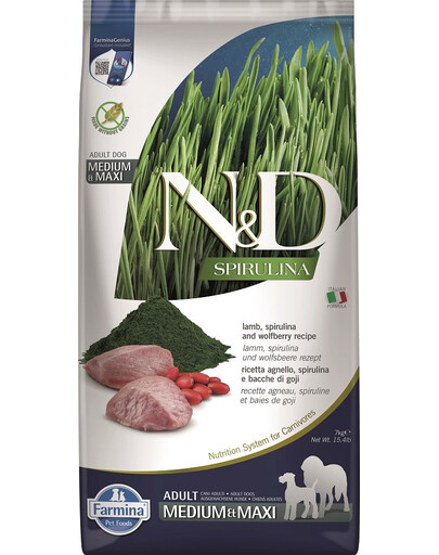 N&D Spirulina Adult Medium&Maxi Lamb & Wolfberry 7 kg