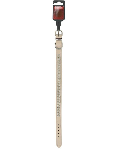 ZOLUX Kožený obojok s kamienkami 2-radový 45 cm - béžový