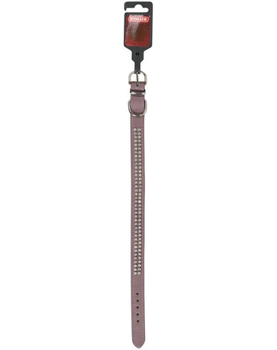 ZOLUX Kožený obojok s kamienkami 2-radový 45 cm - lila