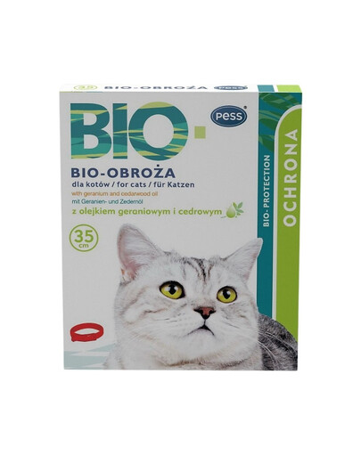 PESS Bio-obojok na starostlivosť a ochranu s pelargóniom a cédrovým olejom pre mačky 35 cm