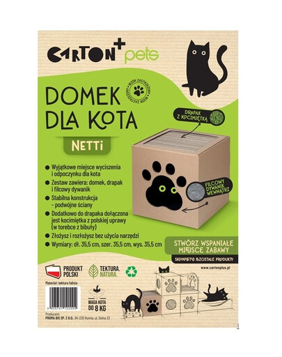 CARTON+ PETS Domek z drapakiem dla kota Netti