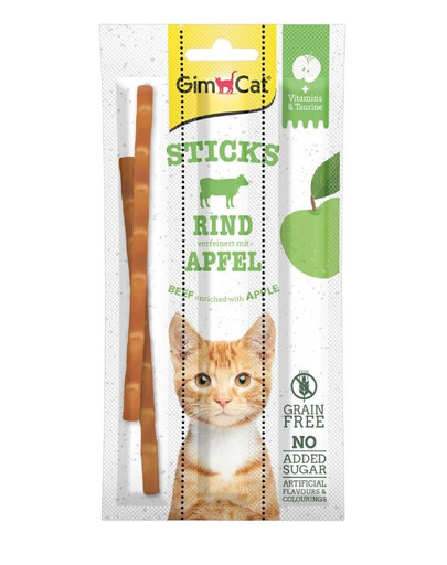 GIMCAT Sticks Beef & Apple 3 ks Tyčinky s hovädzím mäsom a jablkom