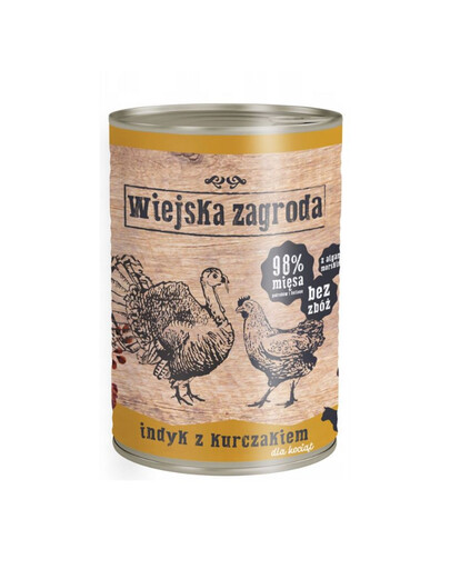 WIEJSKA ZAGRODA Morčacie mäso s kuracím 400g konzerva pre mačiatka