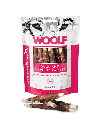 WOOLF Duck And Rawhide Twister 100g