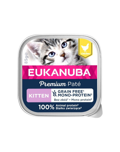 EUKANUBA Grain Free Kitten Monoprotein Pate Chicken 85 g