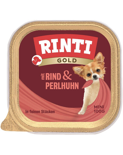 RINTI Gold Hovädzie a perlička Mini zásobník na hovädzie mäso a perličku 100 g