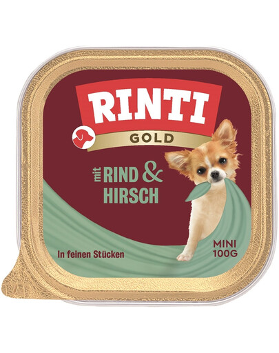 RINTI Gold Venison&Beef Mini zásobník na zverinu a hovädzie mäso 100 g