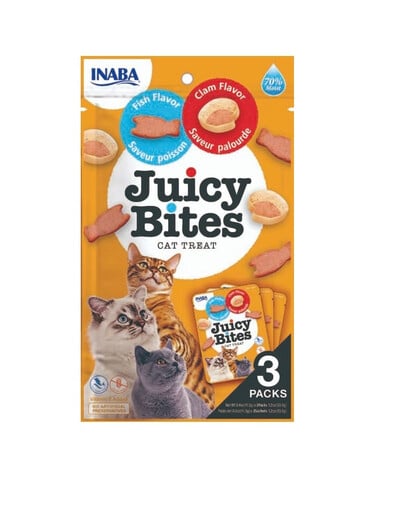 INABA Juicy Bites ryby a mušle 33,9 g (3x11,3 g)