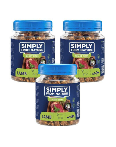 SIMPLY FROM NATURE Smart Bites Tréningové maškrty z jahňacieho mäsa  3x130 g