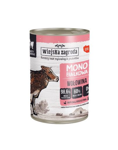 WIEJSKA ZAGRODA Beef monoprotein wet cat food 400g