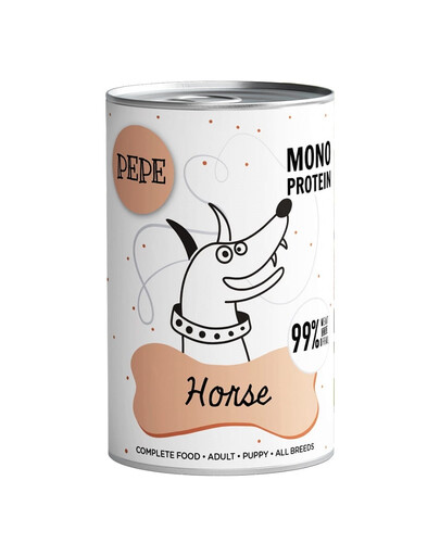 PAKA ZWIERZAKA PEPE Horse 99% (kôň) 400g monoproteínové potraviny