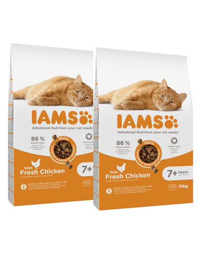 IAMS for Vitality Senior Granule pre staršie mačky s čerstvým kuracím mäsom 20 kg (2 x 10 kg)