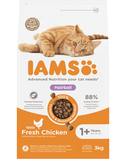 IAMS For Vitality Cat Adult Hairball Chicken 3 kg