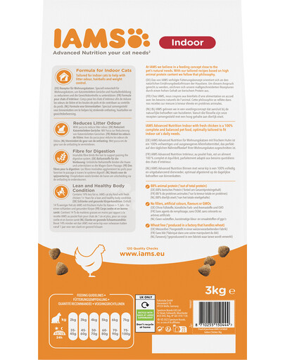 IAMS For Vitality Indoor Granule s kuracím mäsom pre dospelé mačky 3 kg