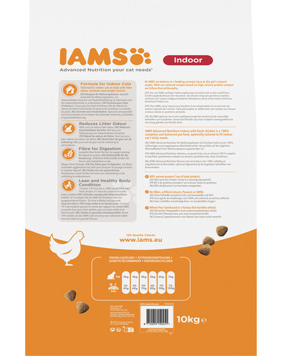 IAMS For Vitality Indoor Granule s kuracím mäsom pre dospelé mačky 10 kg