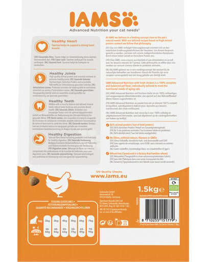 IAMS for Vitality Senior Granule pre staršie mačky s čerstvým kuracím mäsom 1,5 kg