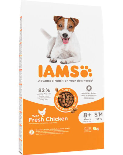 IAMS For Vitality Senior Granule pre starších psov malého a stredného plemena s kuracím mäsom 5 kg