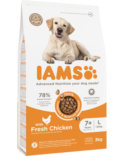 IAMS For Vitality Senior Granule pre starších psov veľkých plemien s kuracím mäsom 3 kg