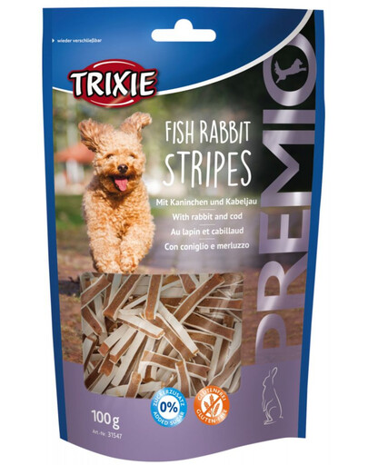 TRIXIE Pochúťka PREMIO Stripes, králik a treska, 100g