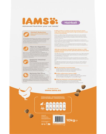 IAMS Cat Adult All Breeds Hairball Control Chicken 10 kg