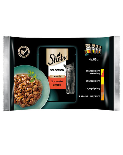 SHEBA Selection in Sauce Šťavnaté Smaki 4x85g 3+1 ZDARMA