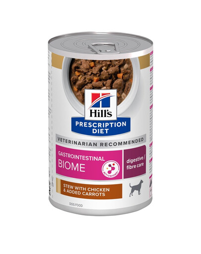 HILL'S Prescription Diet Canine Gastrointestinal Biome Digestive Care Stew s kuracím mäsom a mrkvou 354 g v konzerve