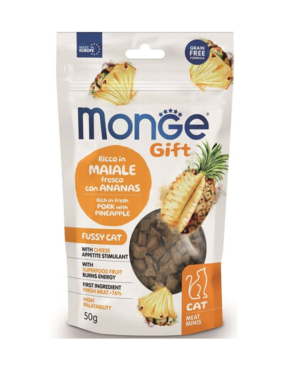 MONGE Gift Meat Minis Cat Adult 50 g Bravčové mäso s ananásom a syrom