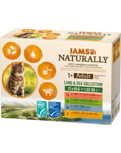 IAMS Naturally Adult Land&sea collection 4 x 85 g