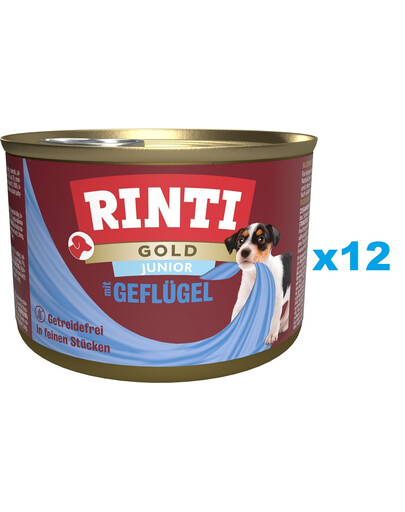 RINTI Gold Junior Poultry Mini Hydina pre šteňatá malých plemien 12x185 g