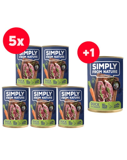 SIMPLY FROM NATURE Kačacie mäso s mrkvou 5 x 400 g + 400 g ZADARMO