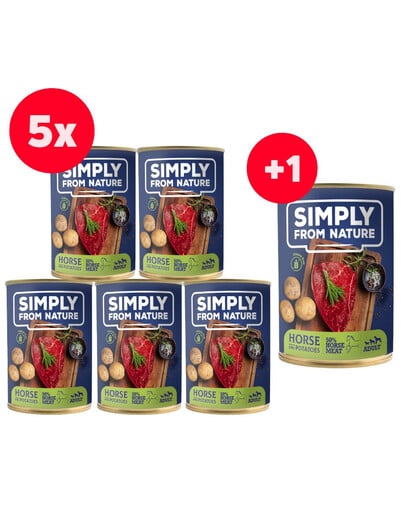 SIMPLY FROM NATURE Konské mäso so zemiakmi 5 x 400 g + 400 g ZADARMO