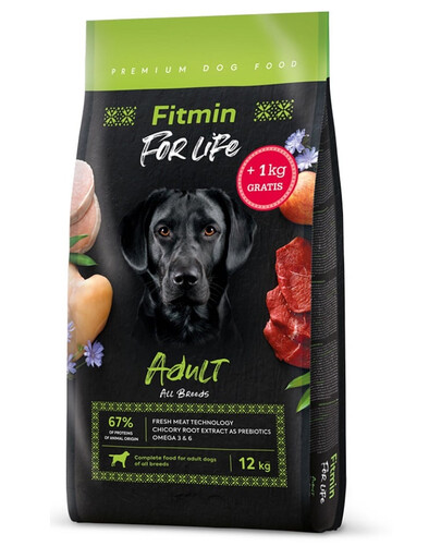 FITMIN Dog For Life Adult 12 kg + 1 kg  ZADARMO