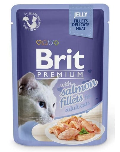 BRIT Premium Cat  Fillets in Jelly vlhké krmivo s lososom pre mačky 24x85 g