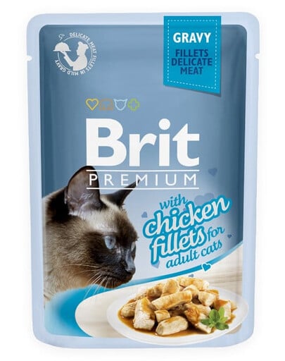 BRIT Premium Cat Fillets in Gravy kuracie mokré krmivo pre mačky 24x85g