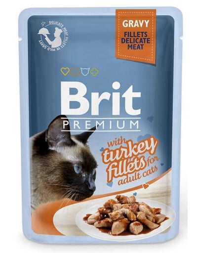 BRIT Premium Cat Fillets in Gravy mokré morčacie krmivo pre mačky 24x85 g