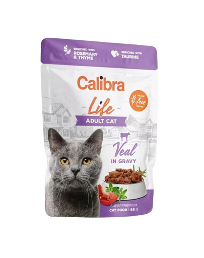 CALIBRA Cat Life pouch Adult Veal in gravy 85g teľacie mäso v omáčke pre mačky