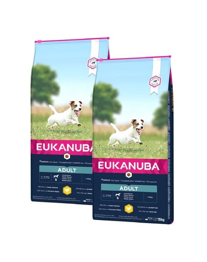 EUKANUBA Active Adult Small Granule pre psov bohaté  na čerstvé kura 30 kg (2 x 15 kg)