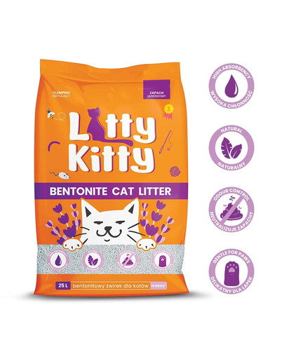 LITTY KITTY Bentonit - Levanduľové bentonitové stelivo 25 L (20 kg)