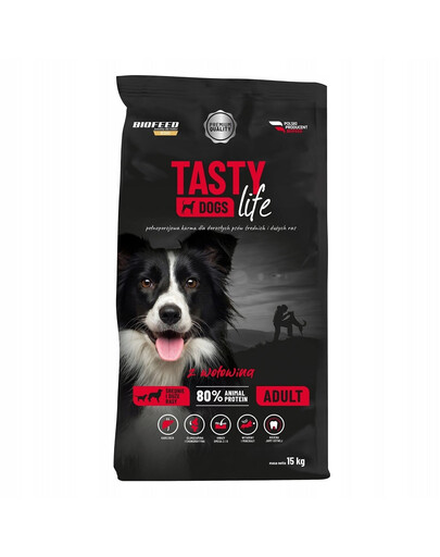 BIOFEED TASTY LIFE Premium s hovädzím mäsom pre psov stredných a veľkých plemien 15 kg