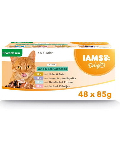 IAMS Delights Adult All Breeds Land&Sea In Gravy 48 X 85 g