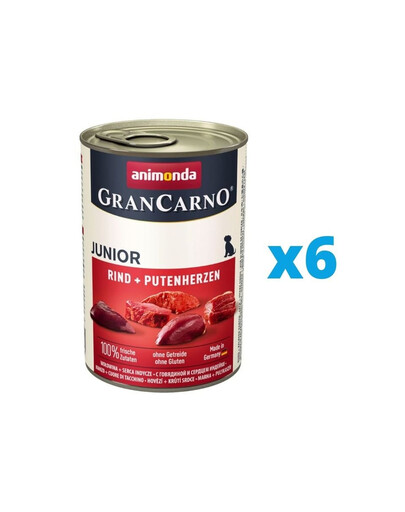 ANIMONDA GranCarno Junior hovädzie s morčacími srdciami 6 x 800 g