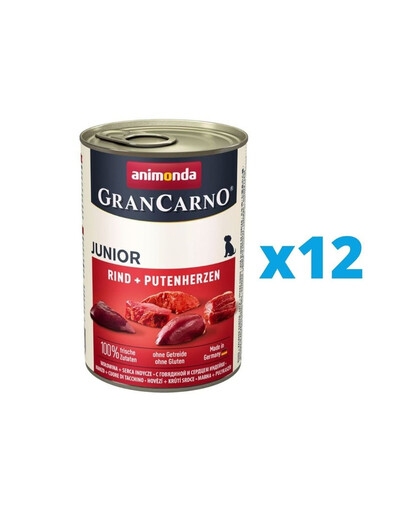 ANIMONDA GranCarno Junior hovädzie a morčacie srdcia 12 x 400 g