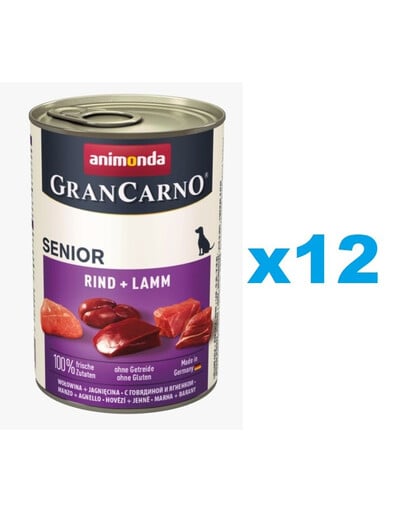 ANIMONDA GranCarno Senior zestaw z jagnięciną i cielęciną 12 x 800 g