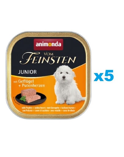 ANIMONDA Vom Feinsten Junior hydina a morčacie srdcia 5 x 150 g