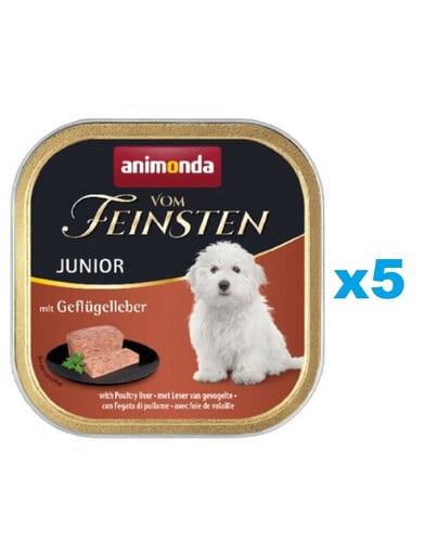 ANIMONDA Vom Feinsten Junior Krmivo pre psov s kuracou pečeňou 5 x 150 g