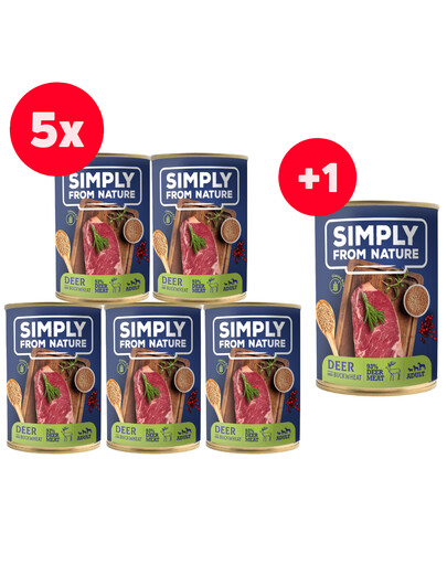 SIMPLY FROM NATURE Jelenie mäso s pohánkou 5 x 400 g + 400 g ZADARMO